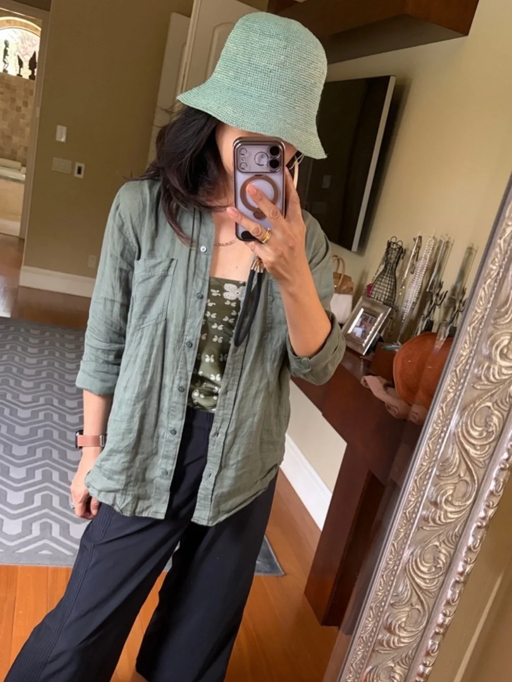 {Catarzi 1910} Brand New Cloche Bucket Hat in Rafia Crochet Verde